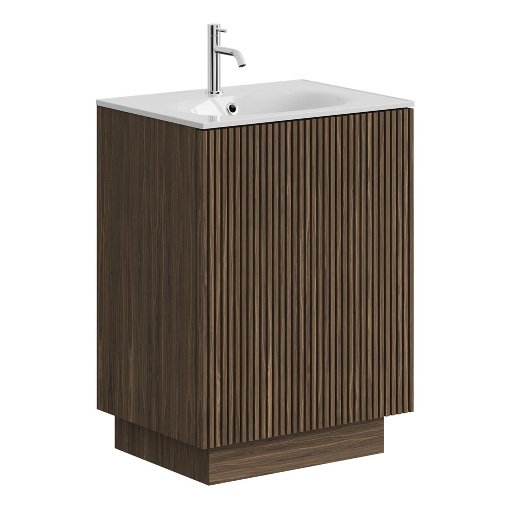 Crosswater Limit Royal Walnut 600mm Floorstanding Vanity Unit & Basin